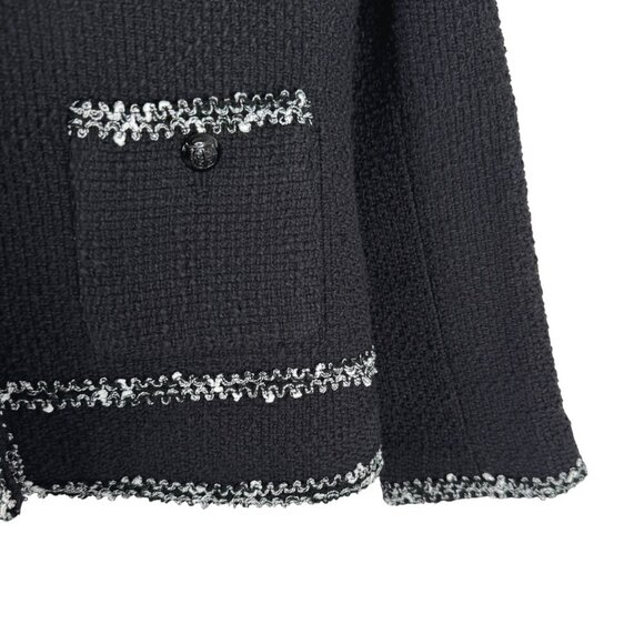 Talbots Tweed Blazer Jacket Womens Size 10 Black White Cotton Office CJ-1884 - Picture 5 of 8